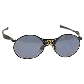 Chanel-CHANEL Gafas de sol metal Negro CC Auth bs12235-Negro