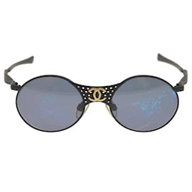 Chanel-CHANEL Sunglasses metal Black CC Auth bs12235-Black