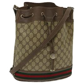 Gucci-GUCCI GG Supreme Web Sherry Line Shoulder Bag PVC Beige Red Green Auth ar11510-Red,Beige,Green