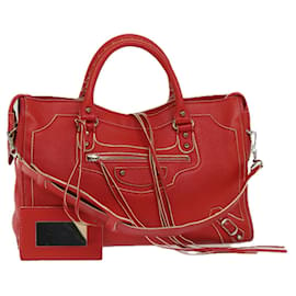 Balenciaga-BALENCIAGA City Hand Bag Leather 2way Red 115748 Auth bs12559-Red