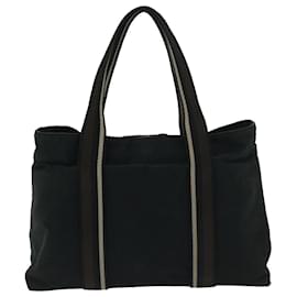 Hermès-HERMES Toroca Horizontal MM Tote Bag Canvas Black Auth hk1118-Black