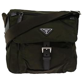 Prada-PRADA Shoulder Bag Nylon Khaki Auth ac2817-Khaki