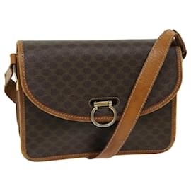 Céline-CELINE Macadam Canvas Shoulder Bag PVC Leather Brown Auth bs12922-Brown