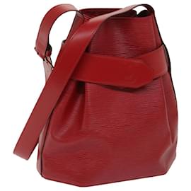 Louis Vuitton-Bolsa de ombro LOUIS VUITTON Epi Sac Depaule PM Vermelha M80207 LV Auth bs12596-Vermelho