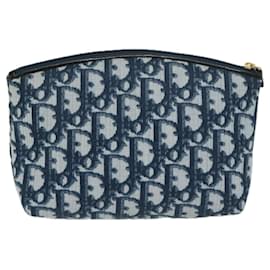 Christian Dior-Christian Dior Trotter Canvas Pouch PVC Navy Auth ac2825-Navy blue