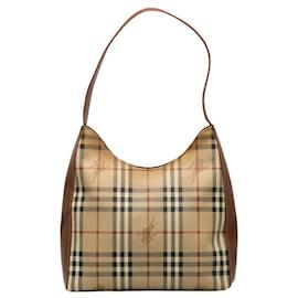 Burberry-sac porté épaule à carreaux Haymarket-Marron