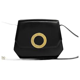 Céline-Circle Logo Leather Shoulder Bag-Black
