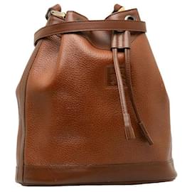 Burberry-Leather Bucket Bag-Brown
