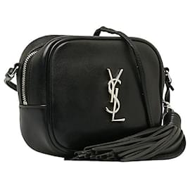 Yves Saint Laurent-Monogram Blogger Leather Crossbody Bag-Black