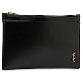 Yves Saint Laurent-Monogram Leather Pouch-Black