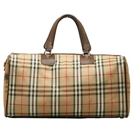 Burberry-Haymarket Check Travel Bag-Brown