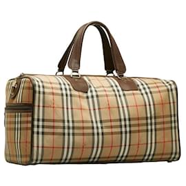 Burberry-Haymarket Check Travel Bag-Brown