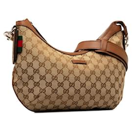 Gucci-GG Canvas Messenger Bag-Brown