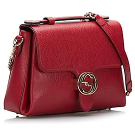 Gucci-Interlocking G Leather Crossbody Bag-Red
