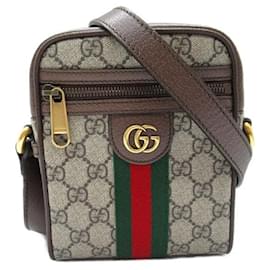 Gucci-GG Supreme Ophida Crossbody Bag-Brown