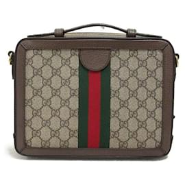 Gucci-GG Supreme Ophidia Top Handle Bag-Brown