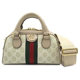 Gucci-GG Supreme Ophidia Mini Top Handle Bag-Brown
