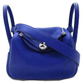 Hermès-Clémence Mini Lindy 20-Bleu