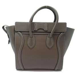 Céline-Mini-Gepäcktasche aus Leder-Grau