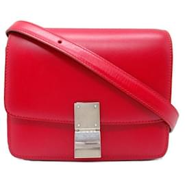 Céline-Small Leather Classic Box Shoulder Bag-Red