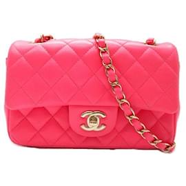 Chanel-CC Mini Classic Quadrato Patta Singola-Rosa