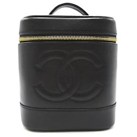 Chanel-Estojo vertical CC Caviar-Preto