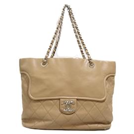 Chanel-Quilted Leather Chain Tote-Brown