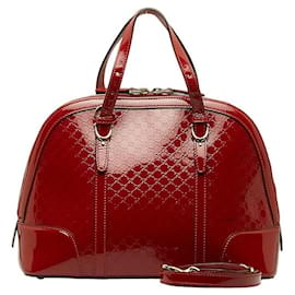 Gucci-Schöne Tasche aus Microguccissima-Lackleder mit Henkel-Rot