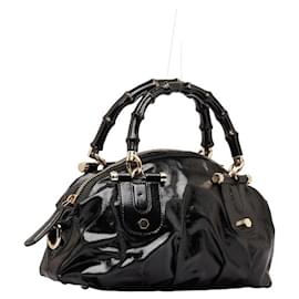 Gucci-Dialux Pop Bamboo Top Handbag-Black