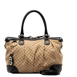 Gucci-Diamante Canvas Sukey Handbag-Brown