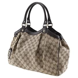 Gucci-GG Canvas Sukey Handbag-Brown