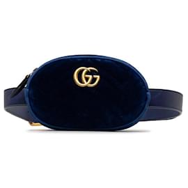 Gucci-Bolsa Cinto Veludo GG Marmont-Azul
