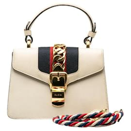 Gucci-Mini Sylvie Top Handle Bag-White