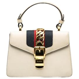 Gucci-Mini Sylvie Top Handle Bag-White