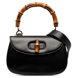 Gucci-Leather Bamboo Handbag-Black