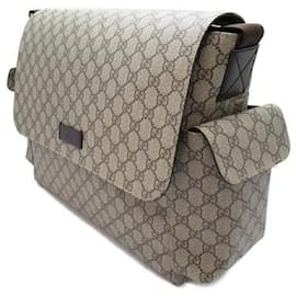 Gucci-GG Supreme Diaper Bag-Brown