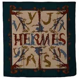 Hermès-Lenço de seda Carré Alphabet III-Verde