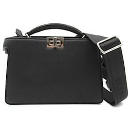 Fendi-Peekaboo Leather Handbag-Black