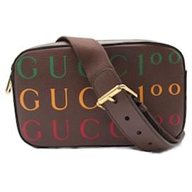 Gucci-Bolsa de couro com logo-Marrom