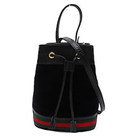 Gucci-Suede Ophidia Bucket Bag-Black