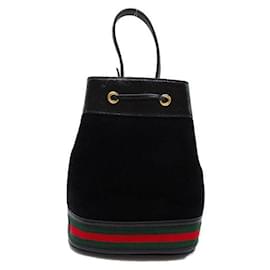 Gucci-Suede Ophidia Bucket Bag-Black