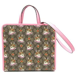 Gucci-x Higuchi Yuko GG Supreme mini bolso tote con forma de conejo-Castaño