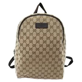 Gucci-mochila de lona con GG-Castaño