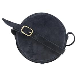 Hermès-Suede Round Crossbody Bag-Black