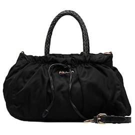 Prada-Tessuto Bow Hobo Bag-Black