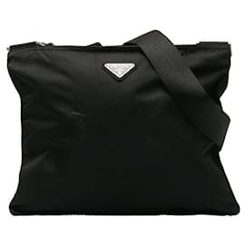 Prada-Tessuto Vela Flat Messenger Bag-Black