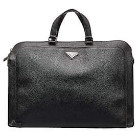 Prada-Saffiano Business Briefcase-Black