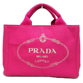 Prada-Bolsa Tote Canapa Logo-Rosa