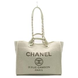 Chanel-Cabas Deauville moyen-Blanc