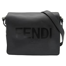 Fendi-LOGO MESSENGER BAG-Black